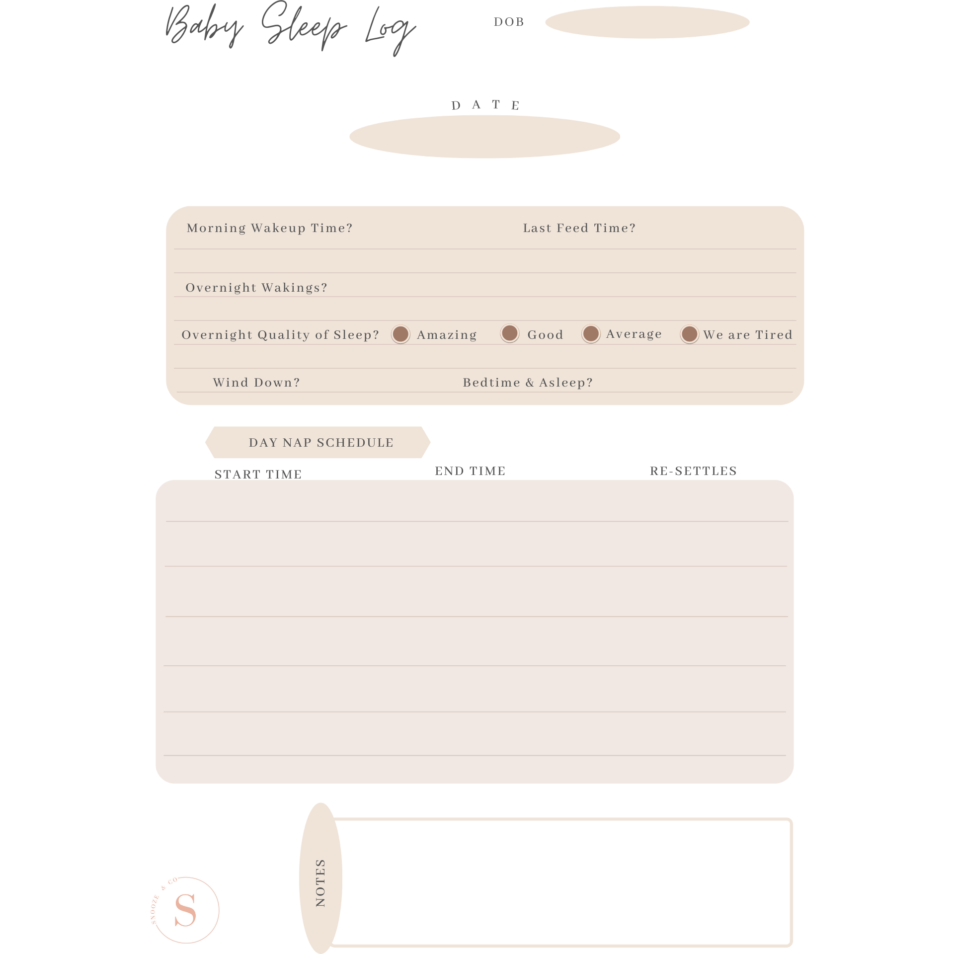 Download your Free Baby Sleep Tracking Log
